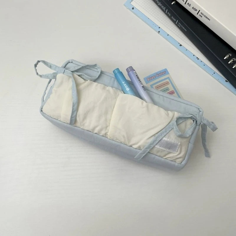Small Fresh Cloud Toast Bow High Beauty Student Pen Case Multi Functional Large Capacity Storage Bag Peaceful Pleasures Health and Wellness