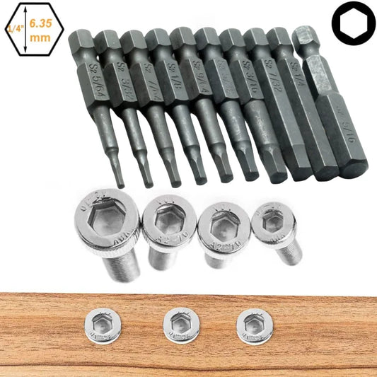 S2 Steel Hex Allen Wrench Drill Bit Set – 1/4" Magnetic Tips Peaceful Pleasures Health and Wellness