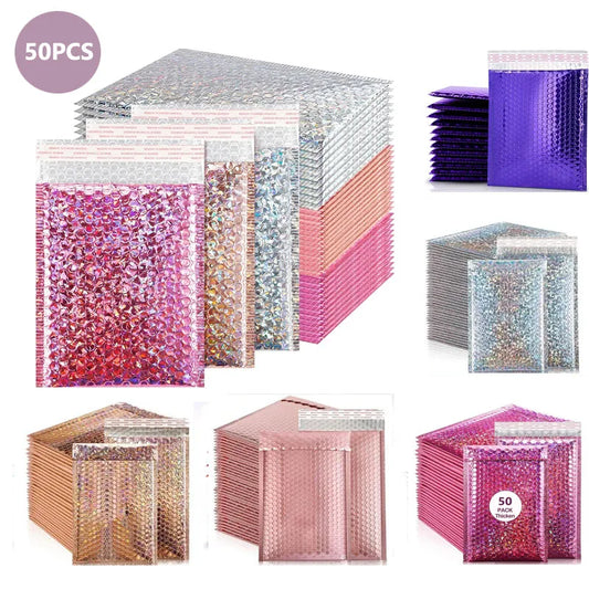 Small Business Supplies Holographic Shipping Bags Multicolor Laser Peaceful Pleasures Health and Wellness