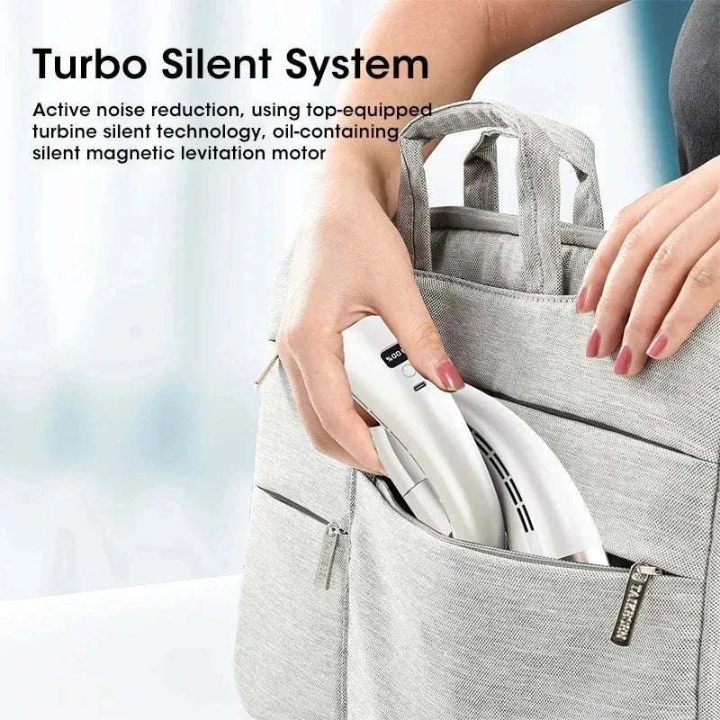 Foldable Hands Free Neck Fan Portable USB Rechargeable 5-Speed Mini Air Cooler Digital Display for Sports Outdoor Office Peaceful Pleasures Health and Wellness