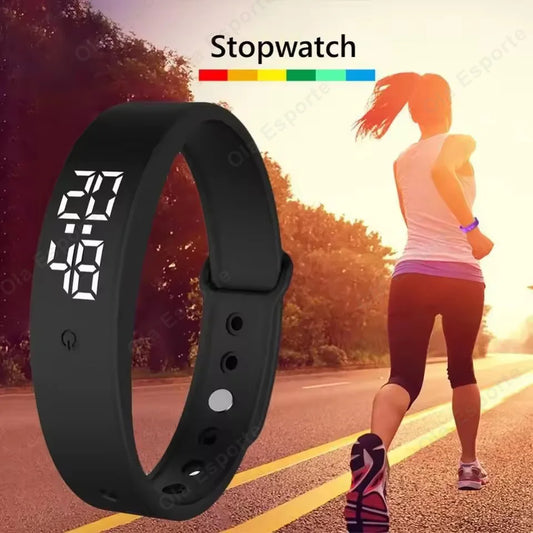 LED Digital Alarm Clock Watch Adjustable Snooze-proof Alarm Bracelet with Running Pedometer Waterproof Vibrating Alarm New HW12 Peaceful Pleasures Health and Wellness