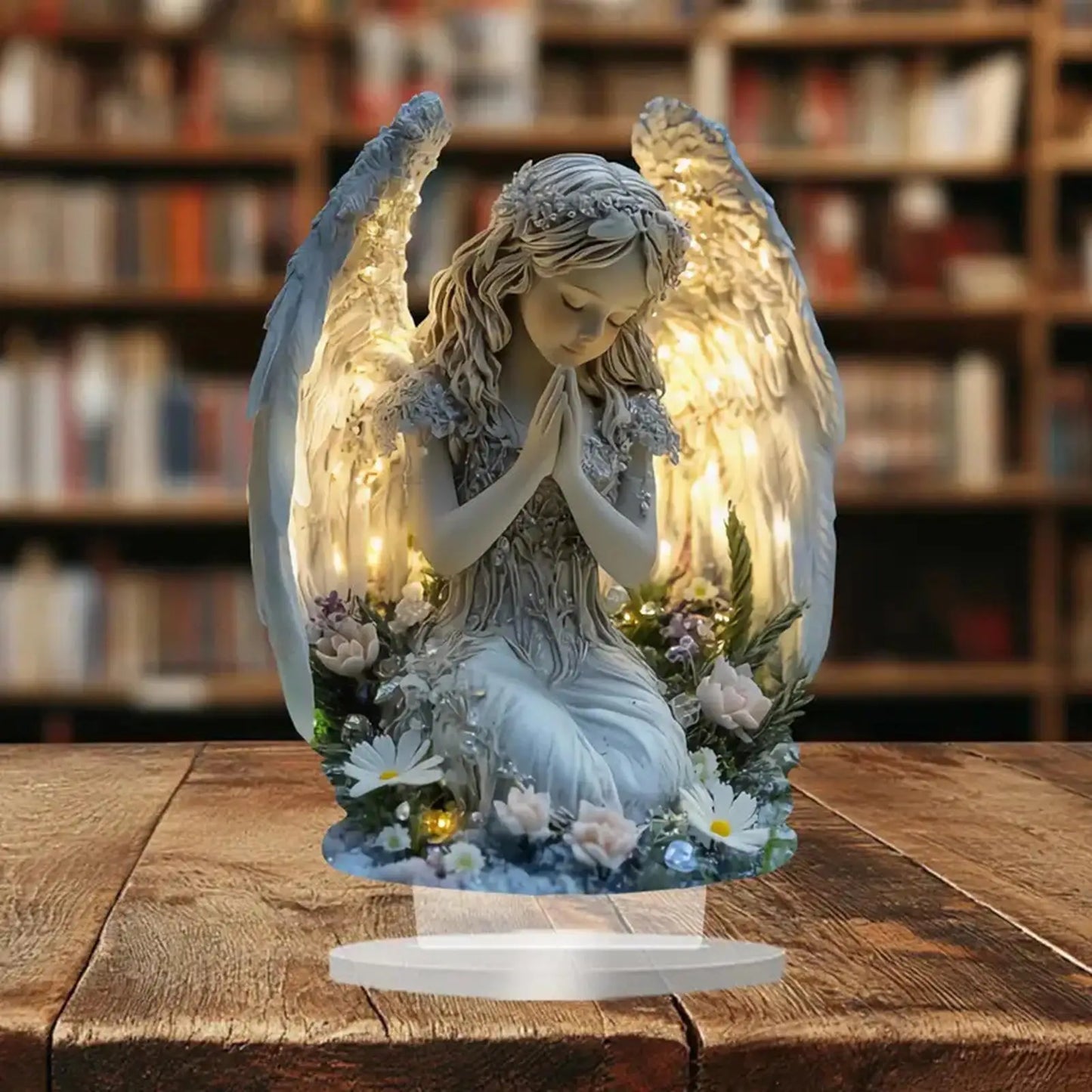 2D Prayer Angel Acrylic Tabletop Centerpiece | Spiritual Decor