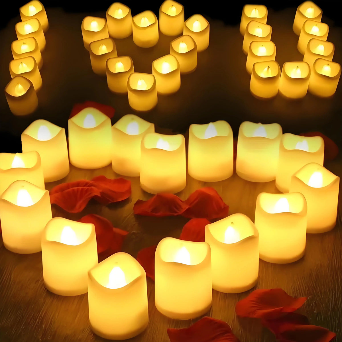 24/48Pcs Flameless LED Candle Battery Operated Realistic Wishing Tea Lights Warm White for Wedding Christmas Halloween Decor Peaceful Pleasures Health and Wellness Warm White 24 Pcs