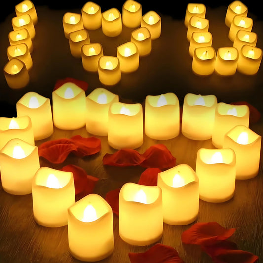 24/48Pcs Flameless LED Candle Battery Operated Realistic Wishing Tea Lights Warm White for Wedding Christmas Halloween Decor Peaceful Pleasures Health and Wellness Warm White 24 Pcs