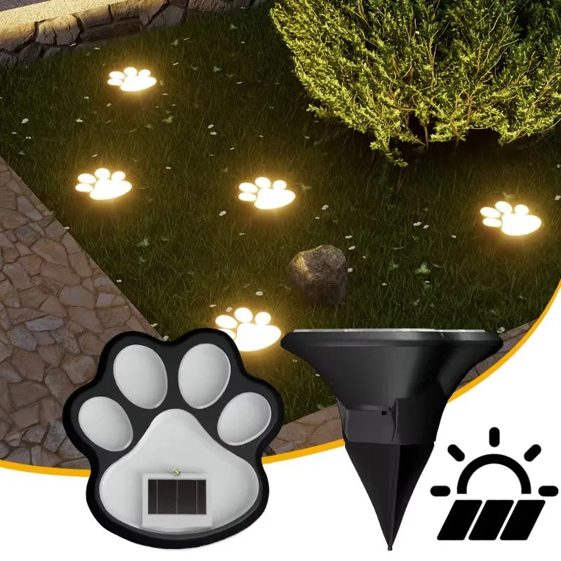 Solar Paw Print Garden Path Lights – LED, Waterproof, Auto On/Off