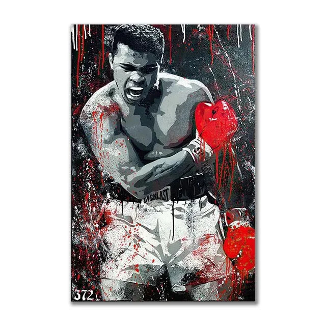 Boxer Wall Poster, Mike Tyson Muhammad Ali Motivational Quote Canvas Painting Prints, Home Decor Pictures for Living Room Peaceful Pleasures Health and Wellness 14 20x30cm Unframed