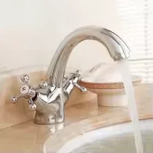 Antique Brass Dual Handle Basin Faucet | Hot & Cold Mixer Tap