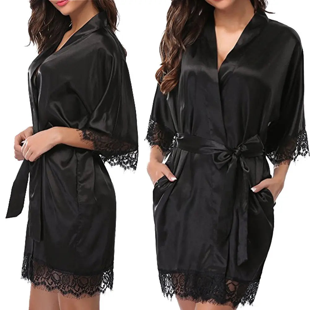 Women's Plus-Size Ice Silk Robe & Lingerie Set | Nightgown