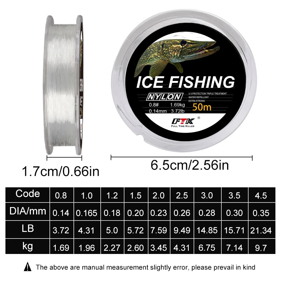 NGB 50M Ice Fishing Line Super Strong Monofilament Nylon Winter Bream Saltwater Fishing-Line Japan Low Memory Carp Line Peaceful Pleasures Health and Wellness