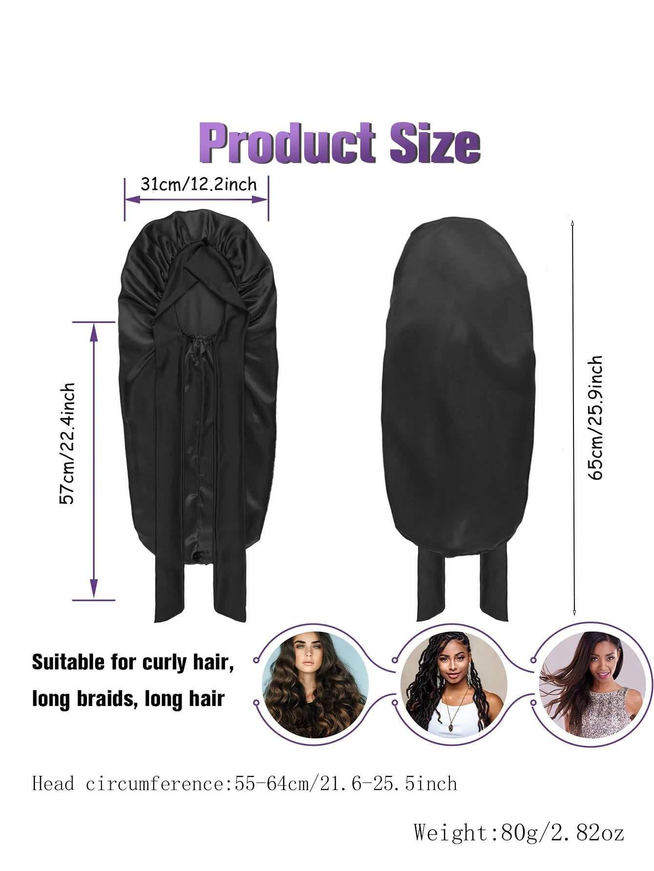 Satin Silk Sleep Bonnet for Women – Curly & Braided Hair Cap