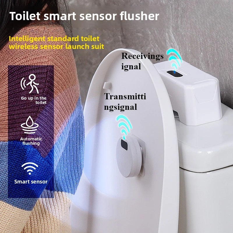 Household Smart Infrared Induction Toilet Flusher Set Charging Automatic Toilet Flush Push Free-Button Sensor Toilet Accessories Peaceful Pleasures Health and Wellness