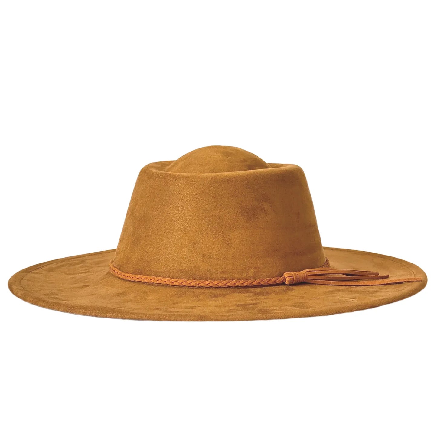 Vegan Suede Fedora Hat | Rhinestone Wide Brim Pork Pie