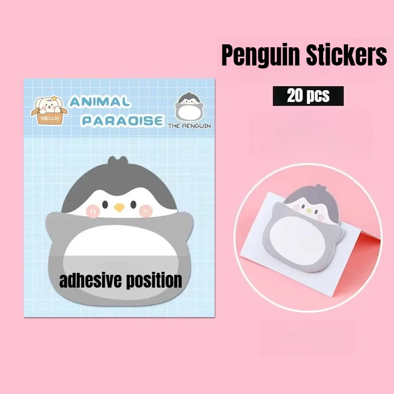 New 8 Packs Cartoon Small Animal Special-shaped Sticky Notes Office Simple Shape Creative Sticky Notes Cute Colorful Note Paper Peaceful Pleasures Health and Wellness 8Pcs-2