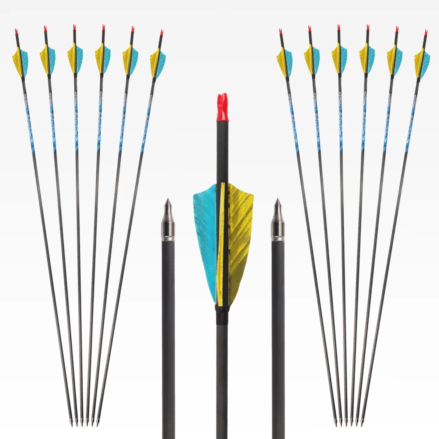 6 3 Turkey Feather Arrows Pure Carbon Arrow Spine 200-800 ID Archery
