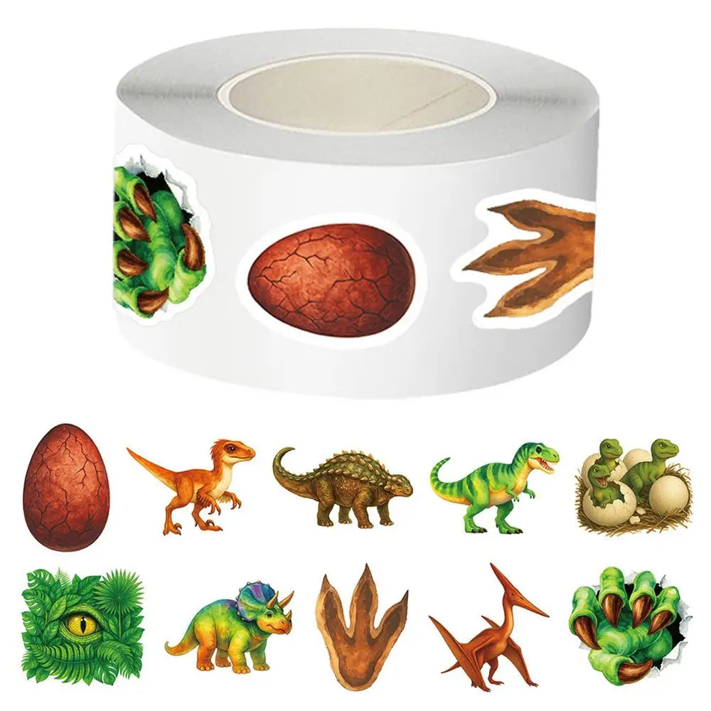 Animal Sticker Rolls Adhesive Cute Dinosaur Decal Adhesive Cute Animal Tag Decals For Bread Bags Box Phone Case Handicrafts Wall Peaceful Pleasures Health and Wellness As show China Mainland As show