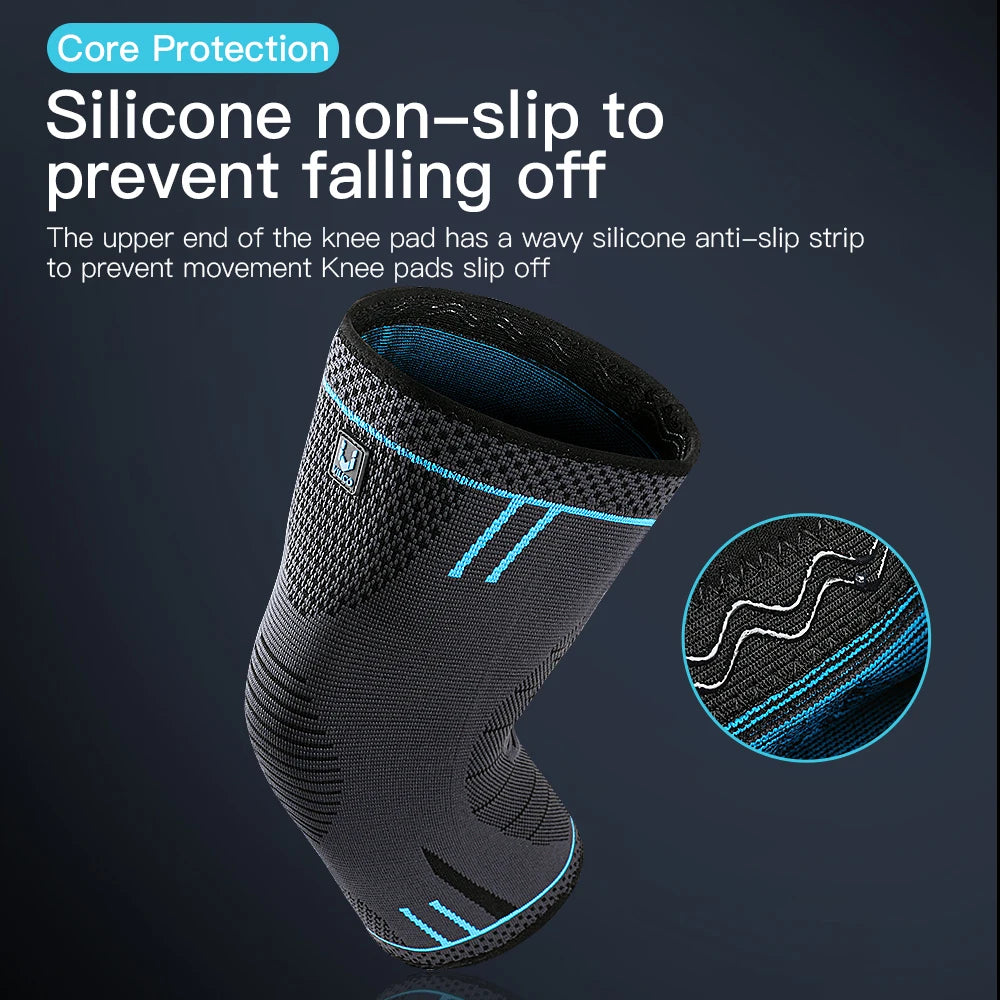 1 Pcs Compression Knee Support Sleeve Elastic Breathable Knee Pads Brace Springs Gym Sports Protector Basketball Volleyball Run Peaceful Pleasures Health and Wellness