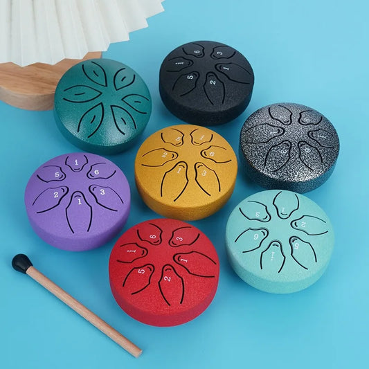 Steel Tongue Drum Portable Rain Hand Pan Percussion Musical Peaceful Pleasures Health and Wellness