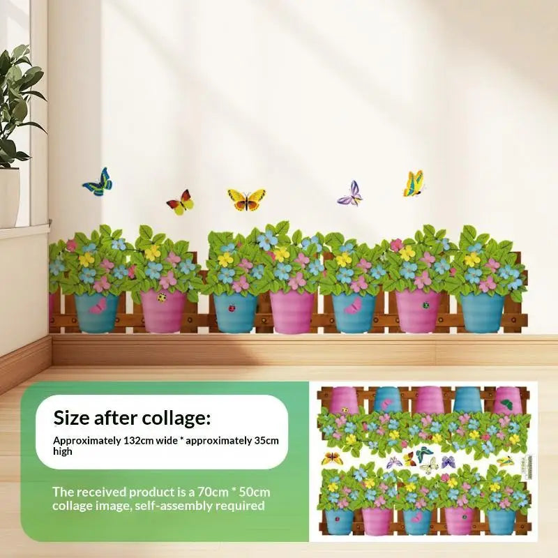 Floral Butterfly Border Wall Sticker – Removable PVC Decal