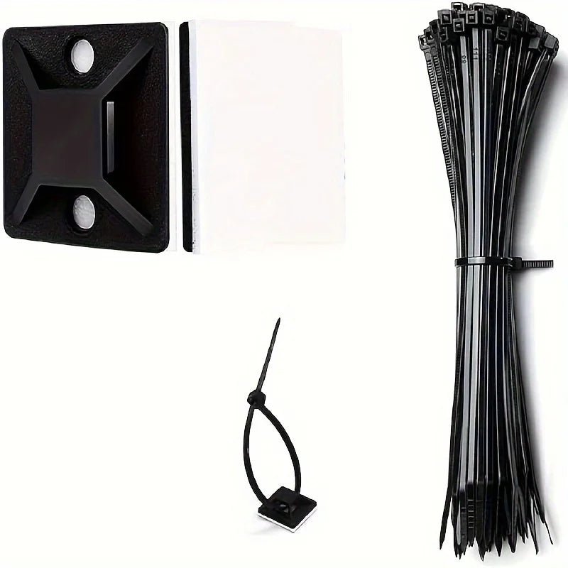 200-piece Self-adhesive Cable Tie Holders Management Clips Wall