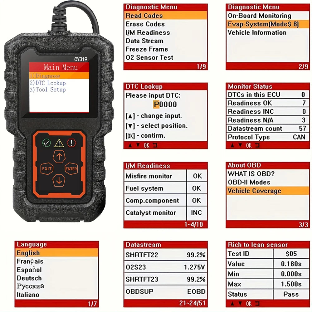 2025 New Obd2 Scanner - Diagnostic Tool, Engine Code Reader & Cleaner, Full Obd2 Functions, Data Stream, 1996+ Obdii/Eobd Vehicles Peaceful Pleasures Health and Wellness