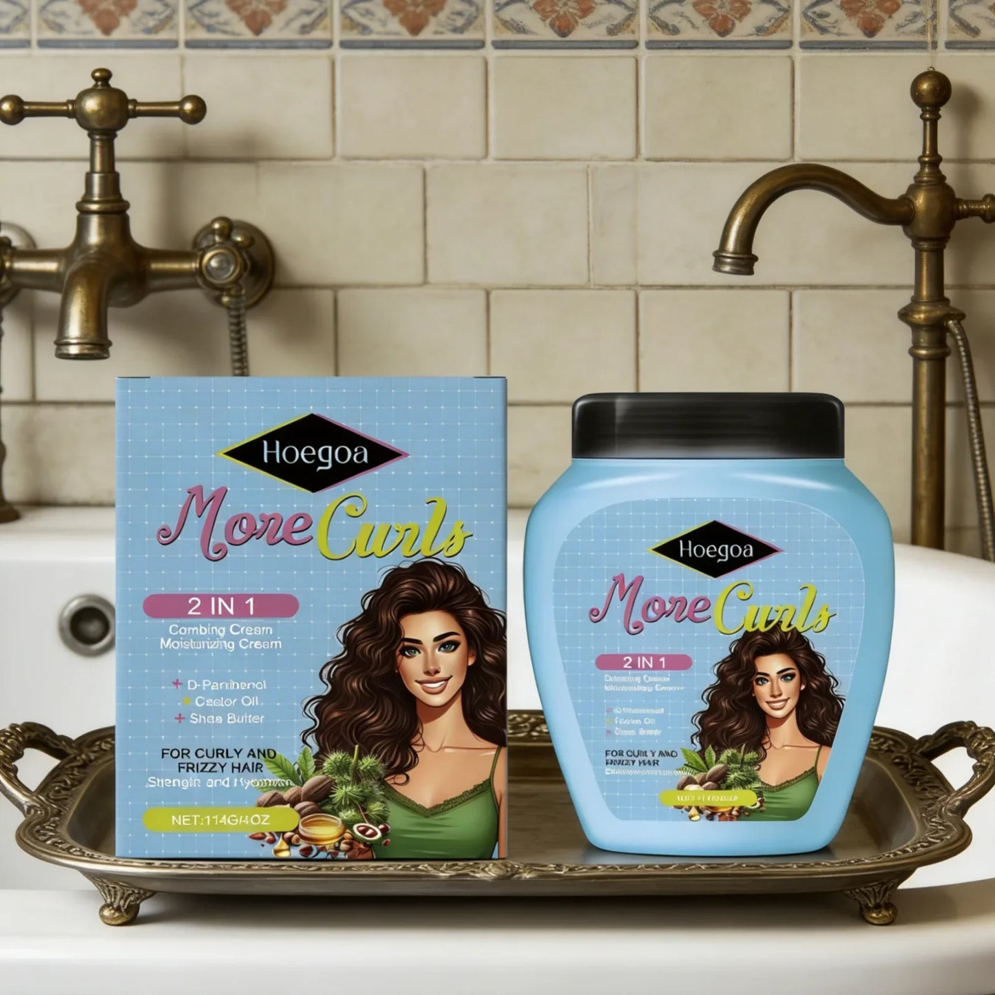 Hoegoa 2-in-1 Combing Cream – Anti-Frizz & Shine 114g