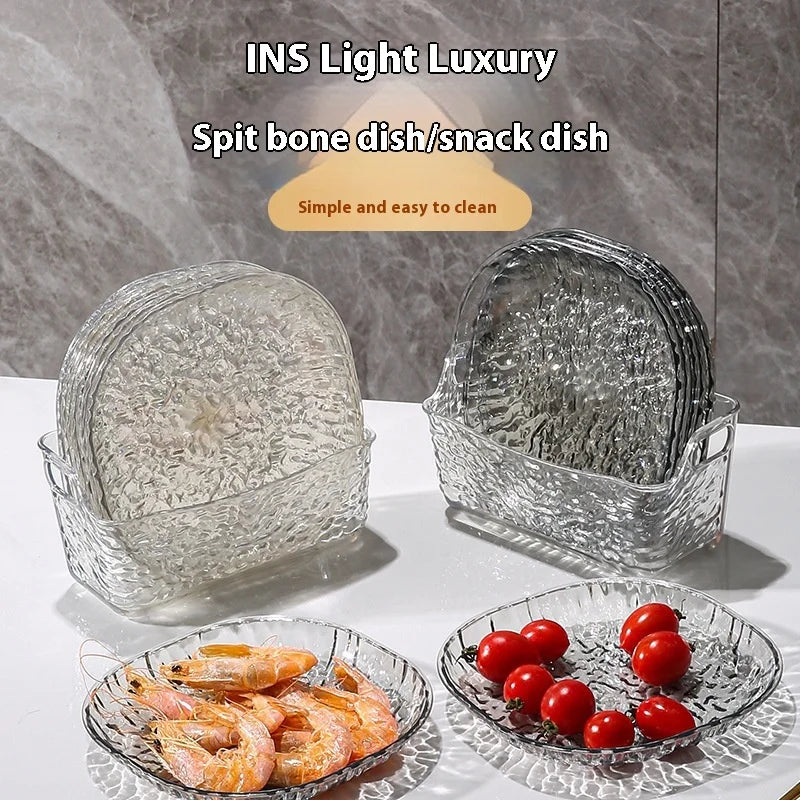 Light luxury plastic household bone spitting dishes, dining tables, garbage bone plates, small dish plates, fruit snacks, dried Peaceful Pleasures Health and Wellness