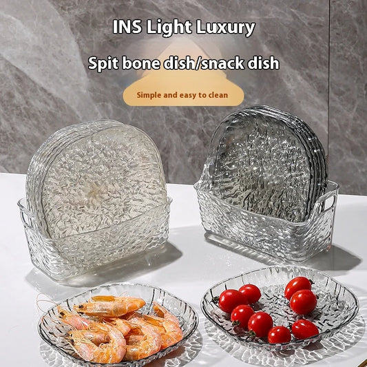 Light luxury plastic household bone spitting dishes, dining tables, garbage bone plates, small dish plates, fruit snacks, dried Peaceful Pleasures Health and Wellness