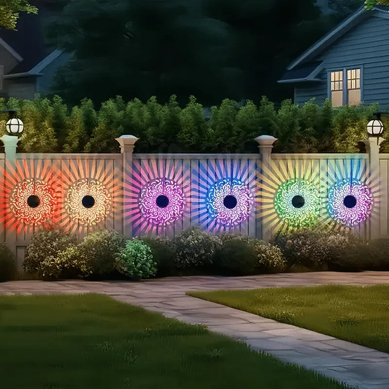 Solar Mandala Sunflower Wall Lamp – Outdoor Fence Garden Light