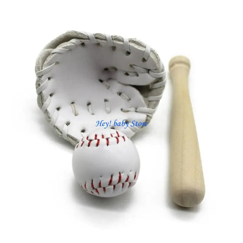 Newborn Photography Props Mini Baseball & Glove Set | 0–6M
