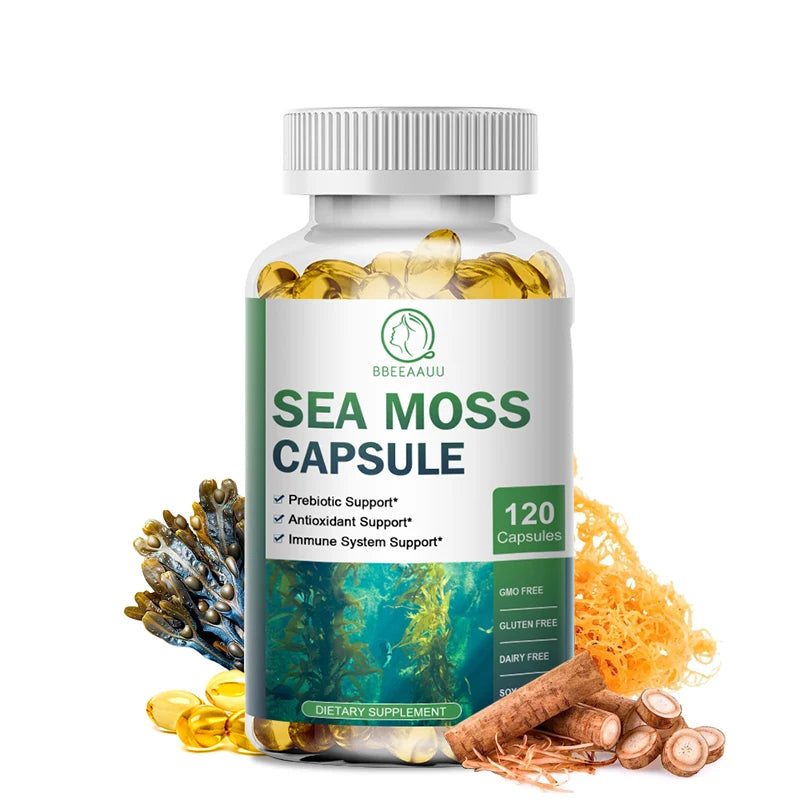 Sea Moss Capsules – Immune, Thyroid & Skin Support Supplement Dietary Supplement Peaceful Pleasures Health and Wellness 120pcs 5bottles United States