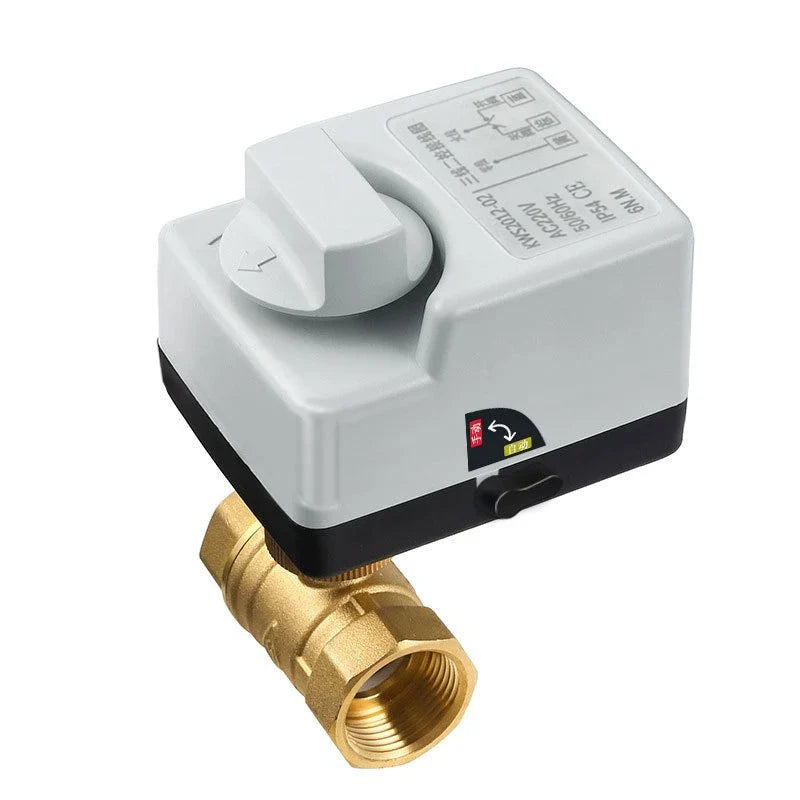 Brass Electric Ball Valve AC220V Waterproof Bidirectional T/L Type