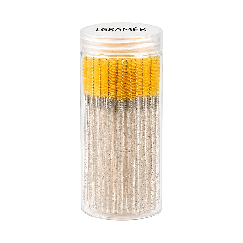 Multiple colors 50/100 pcs Extension Eyelash brush Disposable Eye lashes Make Up Brushes Mascara Wand Applicator Makeup tools Peaceful Pleasures Health and Wellness Yellow-50pcs