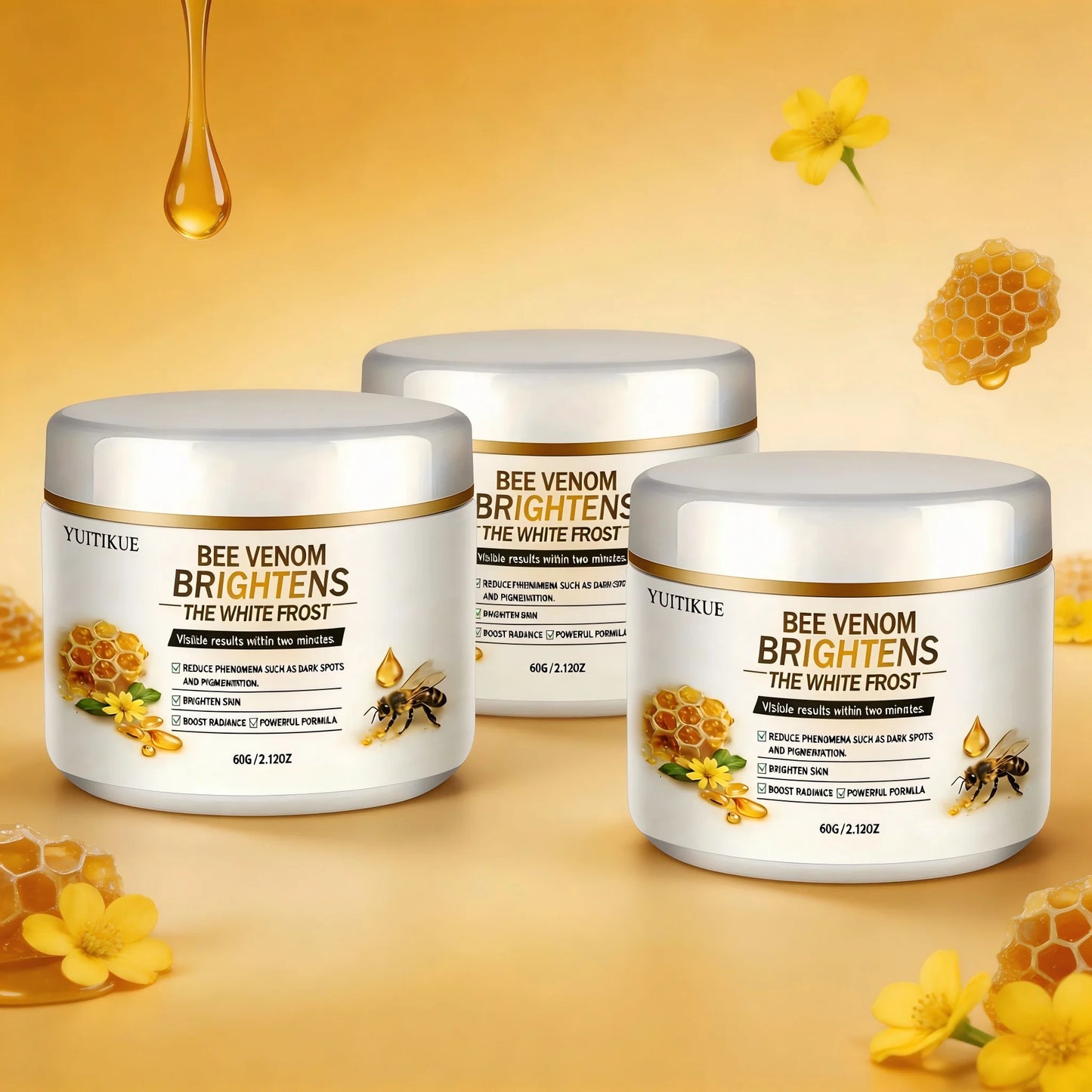 YUITIKUE Bee Venom Brightening Cream 60g Visible Skin Brightener for Dark Spots, Pigmentation & Radiant Skin Tone Peaceful Pleasures Health and Wellness 3pc