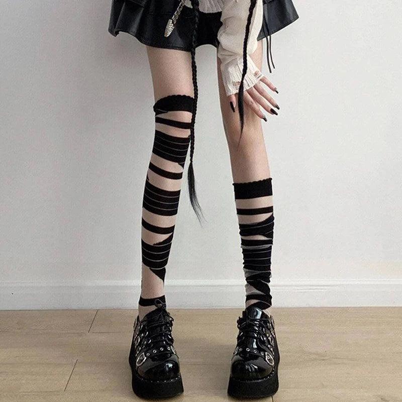Women's Striped Knee High Stockings | JK Lolita Y2K Cotton