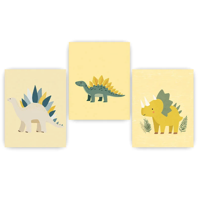Cartoon Dinosaur Canvas Wall Art | Kids Nursery Poster Print Canvas Wall Art Peaceful Pleasures Health and Wellness 04 50x70cm NoFrame China Mainland
