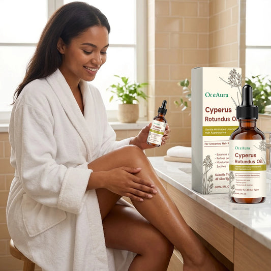 Oceaura Hair Removal Oil Moisturizing Gentle Hair Removal Soothing Redness Smoothing Hair Softening Repair Cyperus Rotundus Oil Peaceful Pleasures Health and Wellness