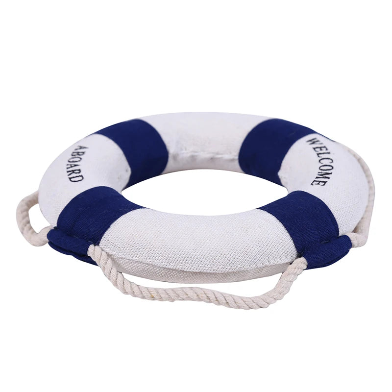 Mediterranean Style Hanging Lifebuoy Decoration Red Blue Creative Nautical Home Ornament for Living Room Wall Beach House Peaceful Pleasures Health and Wellness Blue B
