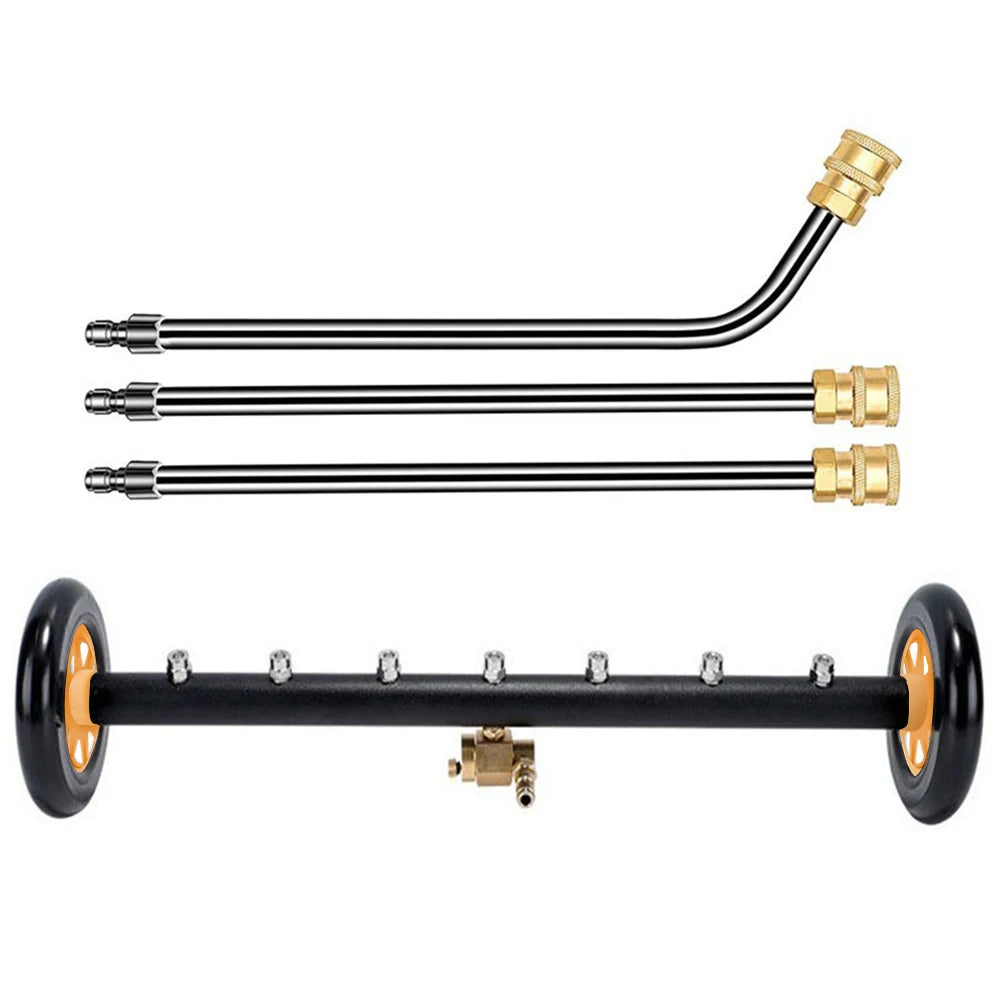 22 Inch High-Pressure Water Broom Extendable 3-Wand Car Chassis High Pressure Washer Car Washing Locomotive Bottom Water Broom Peaceful Pleasures Health and Wellness Orange