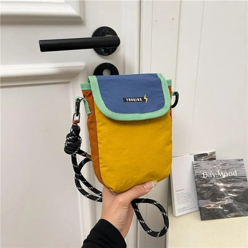 Y2K Mini Crossbody Bag | Color Block Nylon Phone Purse