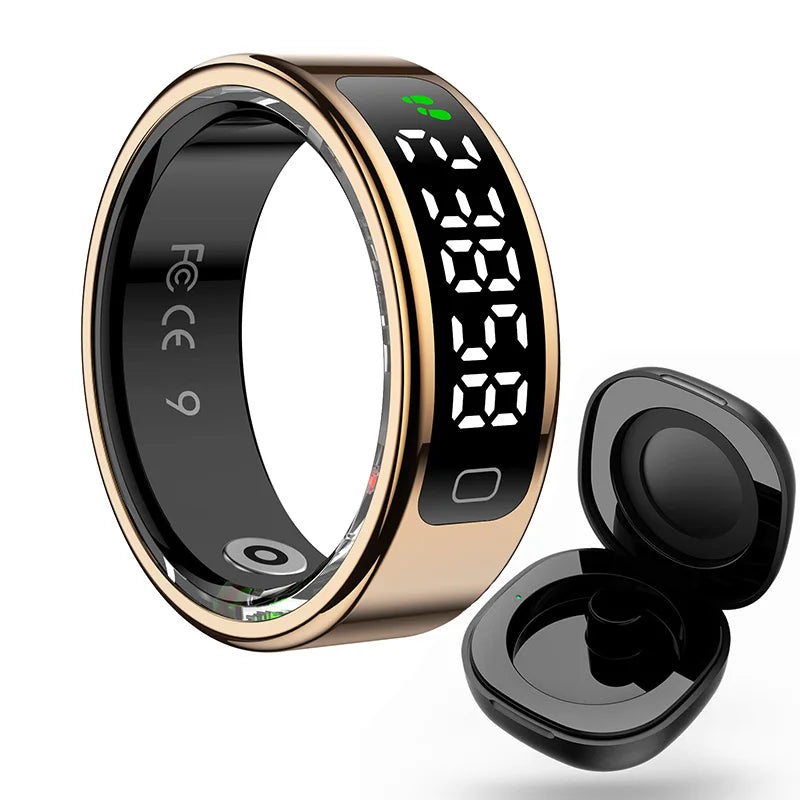 R11C Smart Ring Men Women Display Screen Gesture Swipe Video Smartring Waterproof Heart Rate Sleep Monitor Qring for Android IOS Peaceful Pleasures Health and Wellness Rose Gold 8