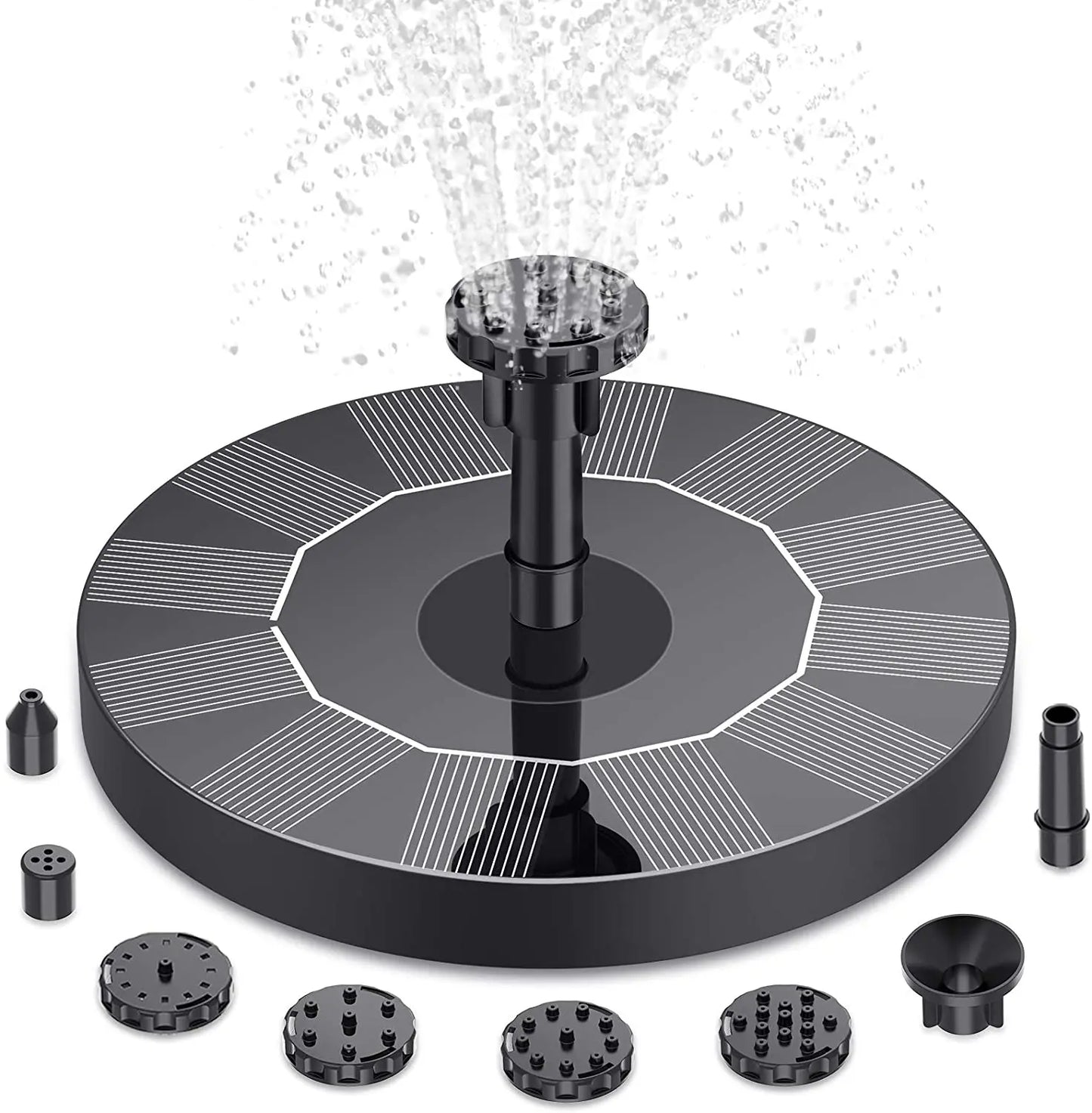 1.5W Solar Fountain Pump with 6 Nozzles – Bird Bath & Pond