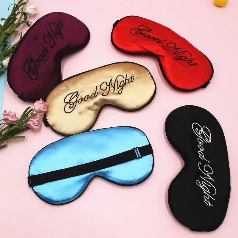 Embroidered Silk Sleep Mask With Adjustable Strap Sleeping Eye Cover Mask For Travel Soft Blackout Blindfold Silk Eye Mask Patch Peaceful Pleasures Health and Wellness