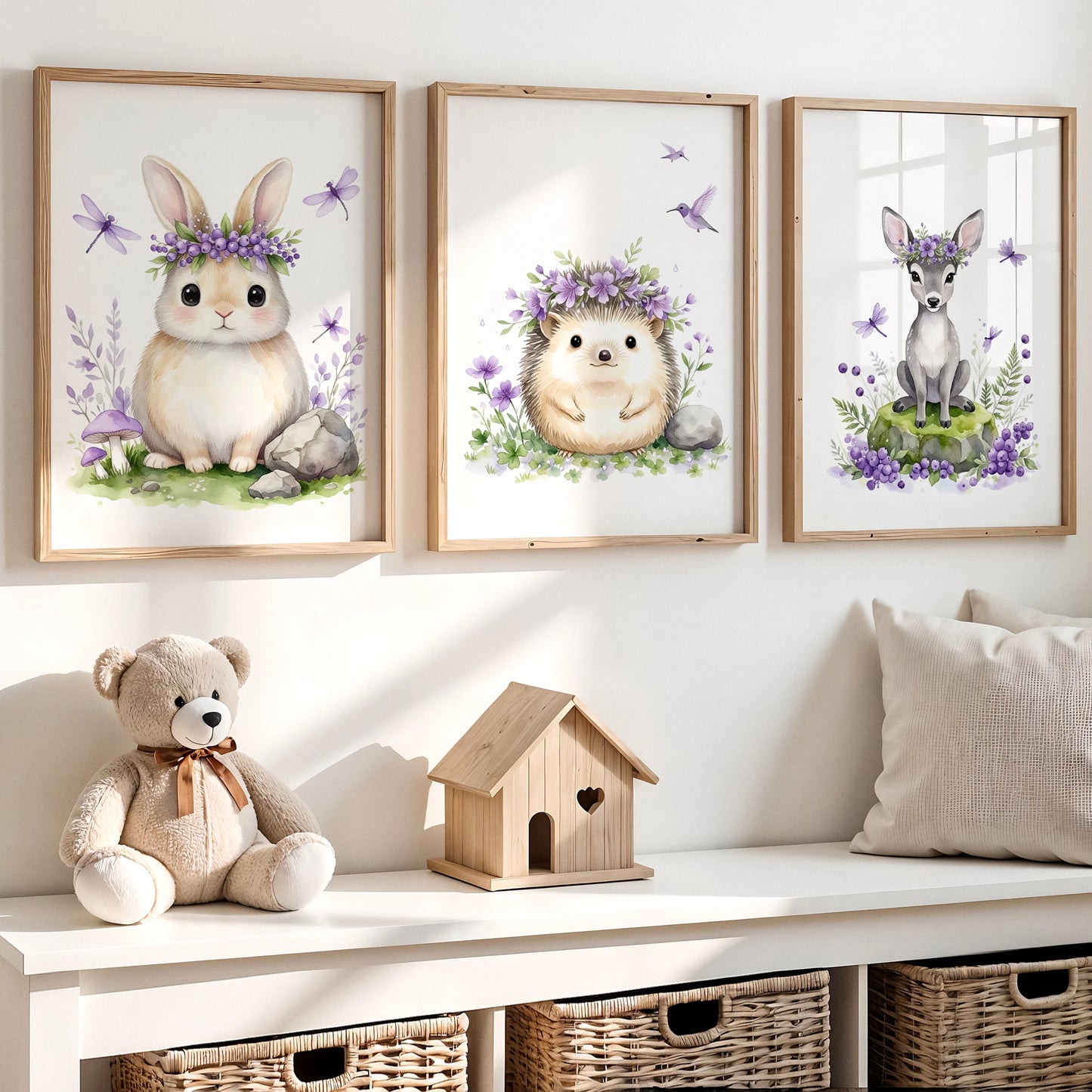 3-Piece Cartoon Animals Canvas Wall Art | Kids Room Decor