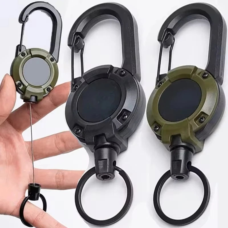 Heavy Duty Retractable Carabiner Durable Steel Wire Rope Spring Key Ring Anti-lost Buckle for Climbing Travel Camping Gear Peaceful Pleasures Health and Wellness