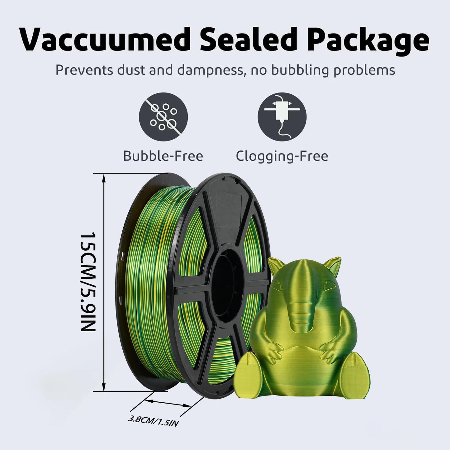 Silk Dual Color PLA Filament 1.75mm Gold Green Bicolor 250g