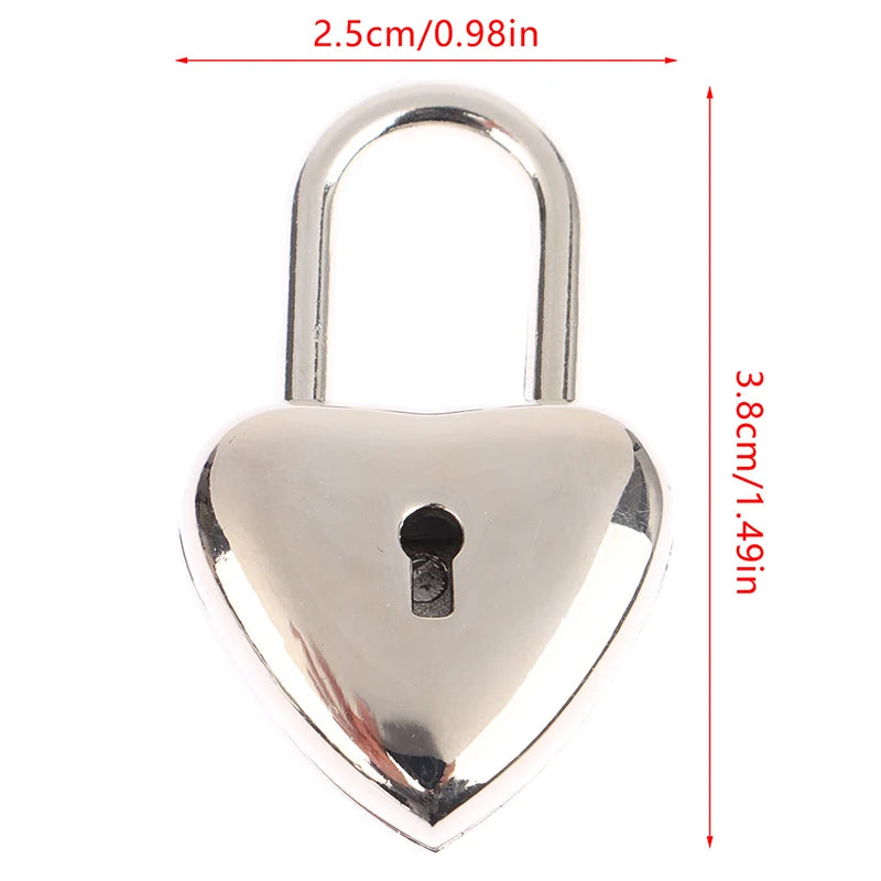 1Set Sliver Heart Shape Padlock Mini Luggage Hardware Locks With Key Lock For Travel Wedding Jewelry Box Diary Book Suitcase Peaceful Pleasures Health and Wellness Sliver