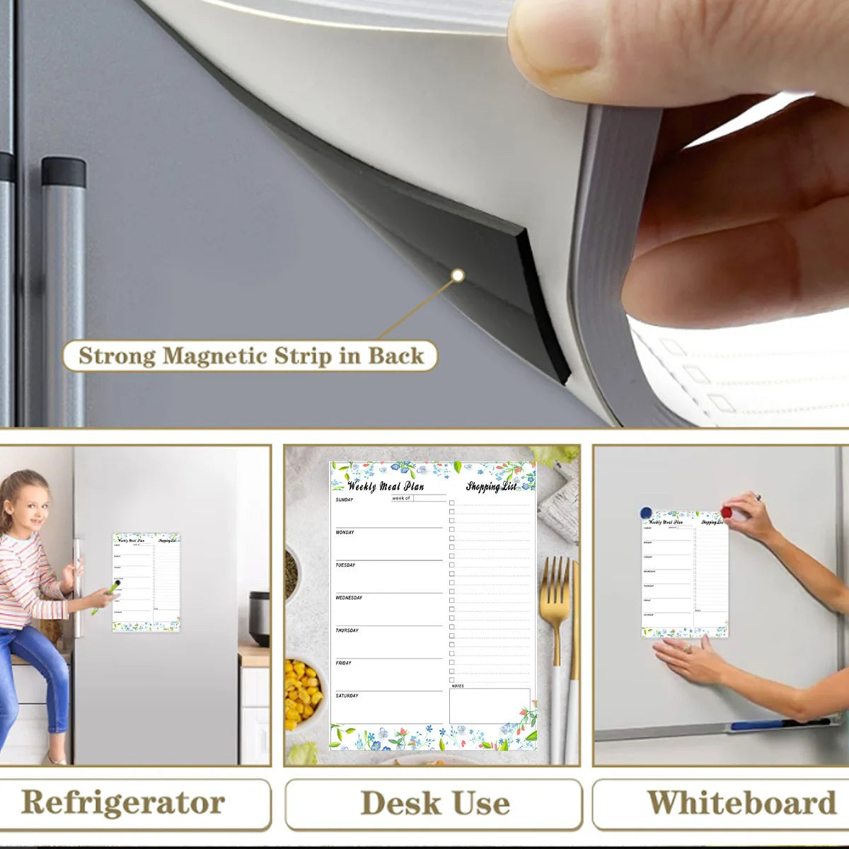 Weekly Meal Plan Food Refrigerator Sticker Magnet Peelable Shopping