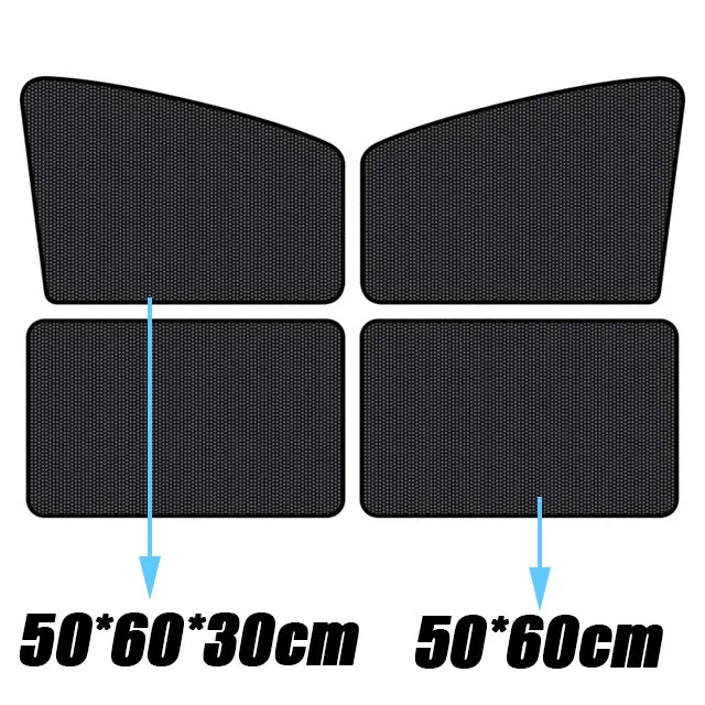 Car 5D Magnetic Mesh Sunshade Heat Insulation Strong Magnetic Adsorption Type Sunscreen Covers Car Side Window Blackout Curtains Peaceful Pleasures Health and Wellness 4pcs Black A