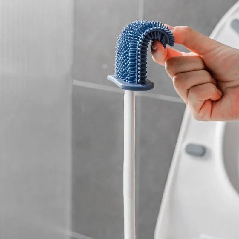Silicone Toilet Brush & Wall-Mount Holder | Quick Drying