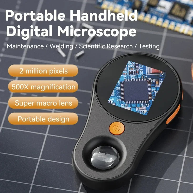 500X Digital Handheld Microscope | LED Light, 2" IPS Screen